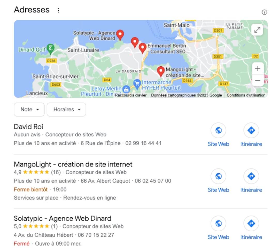 carte referencement local google consultant seo dinard